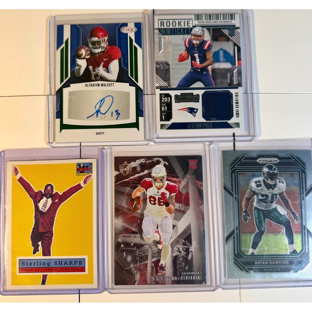 NFL Football Card Lot Ja'Lynn Polk Relic Alafahiyim Walcott Auto Brian Dawkins